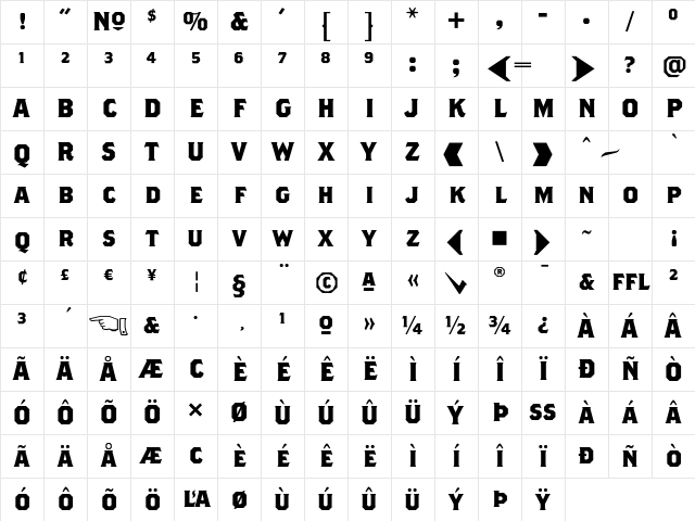 Brothers BoldAlternates Character Map