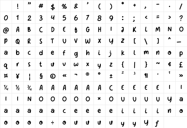 Brown Fox Regular Character Map