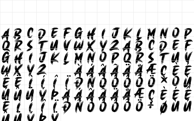 Brush King Regular Character Map