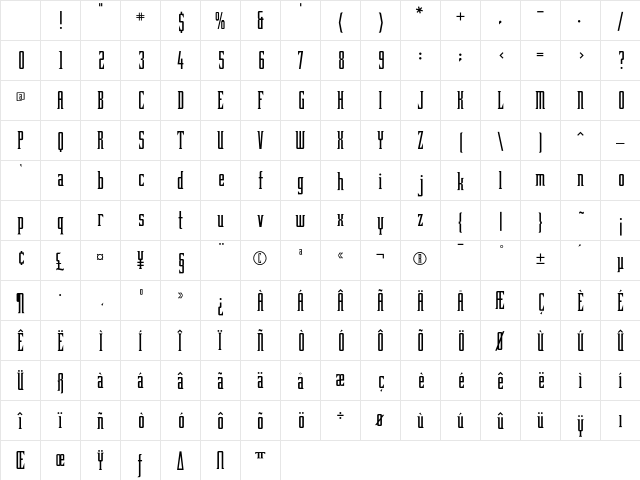 BubbaLove Medium Character Map