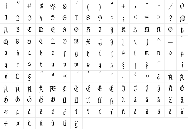 BuchkunstBold Regular Character Map
