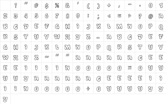 Bulbear Line Regular Character Map Bulbear Line Regular Character Map