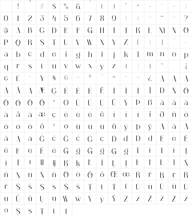 Bumerang Regular Character Map Bumerang Regular Character Map