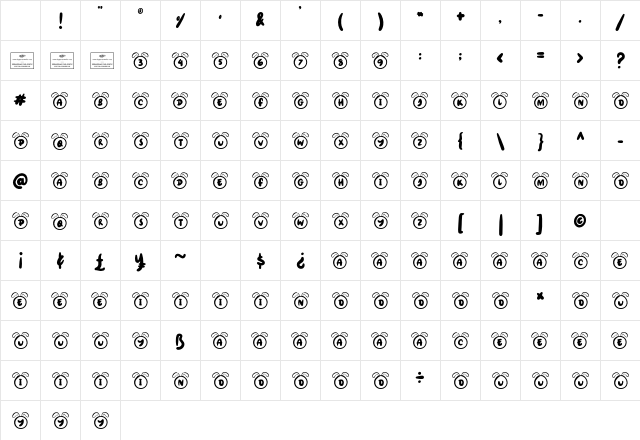 Bunny Regular Character Map Bunny Regular Character Map