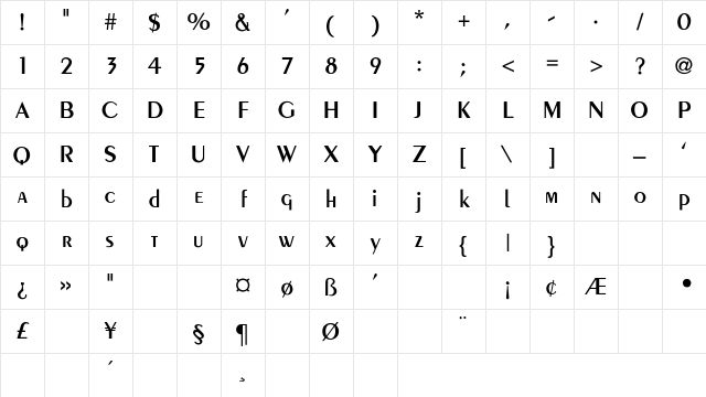Larwell-Thin Regular Character Map