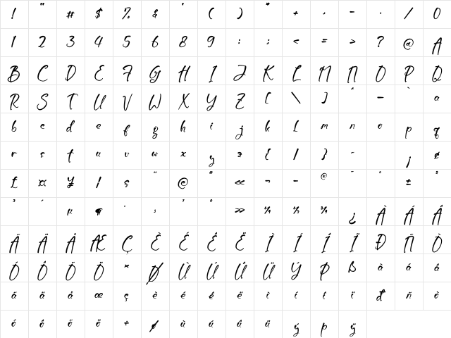 Burtons Ghoster Regular Character Map Burtons Ghoster Regular Character Map