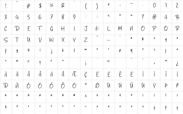 Butter Gold Regular Character Map Butter Gold Regular Character Map
