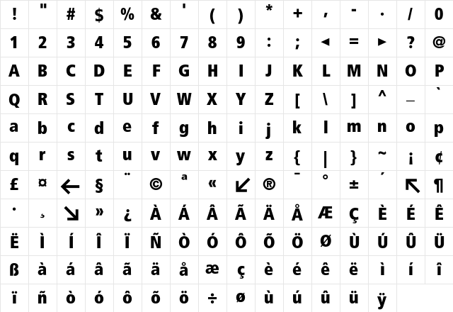BVGPosHinFett Regular Character Map