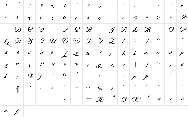 ByronBoldSwash Regular Character Map