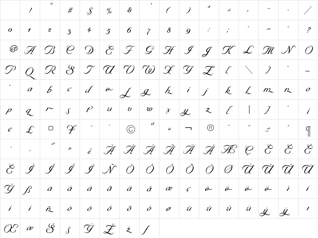 ByronRRSwash Regular Character Map ByronRRSwash Regular Character Map