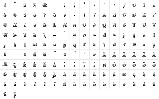 CabaretEF Regular Character Map