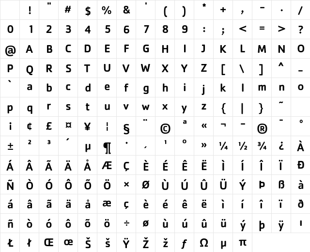Cachet Std Medium Character Map Cachet Std Medium Character Map
