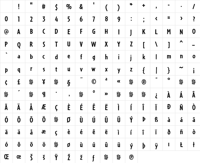 Cafeteria Bold Character Map