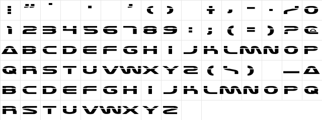 Laserian Regular Character Map