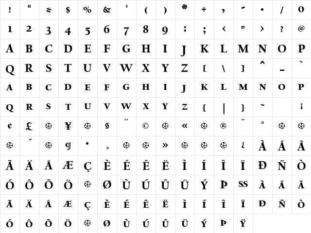 CalifornianText BoldExpert Character Map
