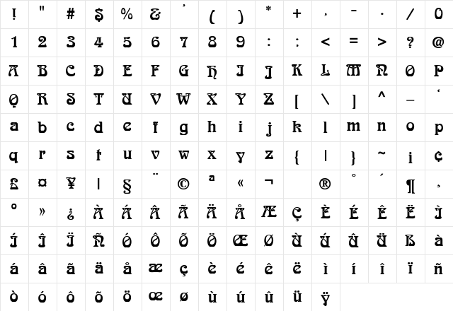 ArnoldBoecklin-ExtraBold Regular Character Map ArnoldBoecklin-ExtraBold Regular Character Map