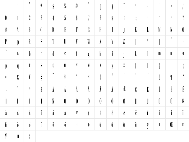 Campanile Regular Character Map Campanile Regular Character Map