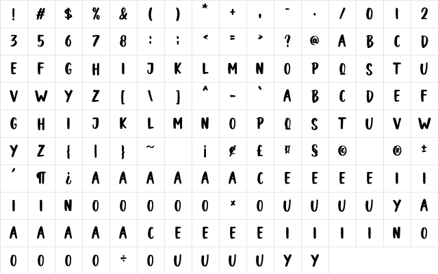 Camping Regular Character Map
