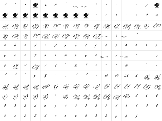 Billion Stars Personal Use Regular Character Map