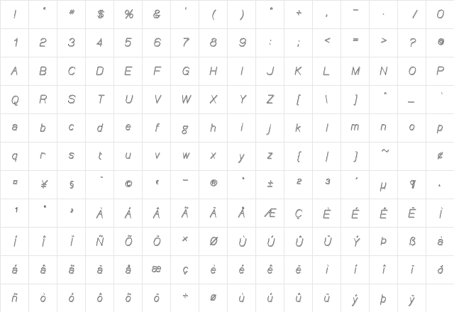 Canin Regular Character Map