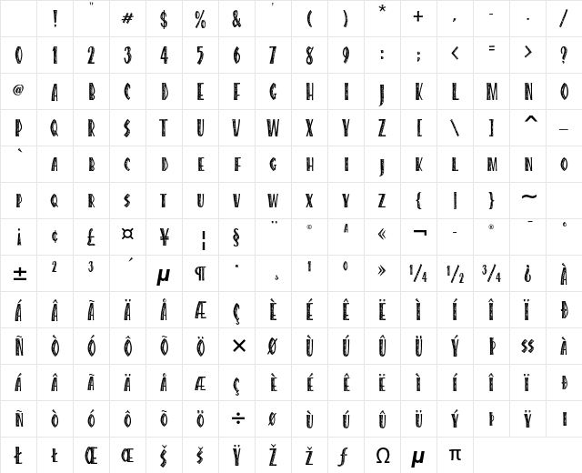 Caribbean ITC Std Regular Character Map