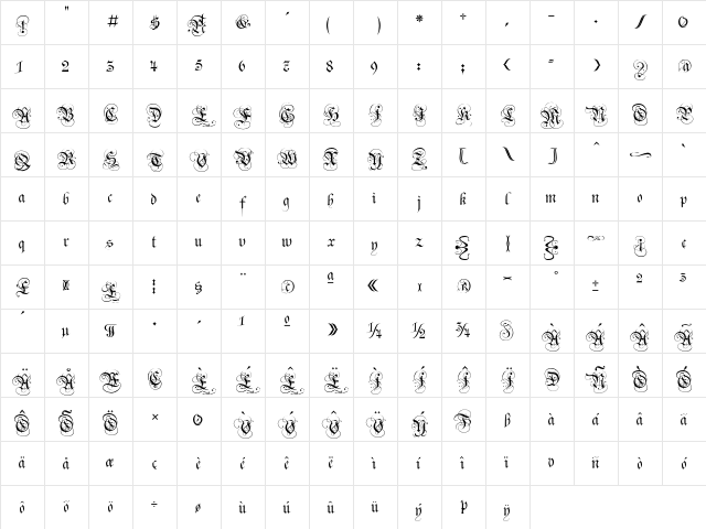 Carol Regular Character Map Carol Regular Character Map
