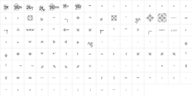 Carol Extras Regular Character Map