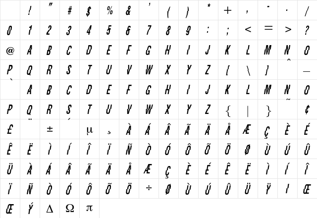 Carrousel Regular Character Map