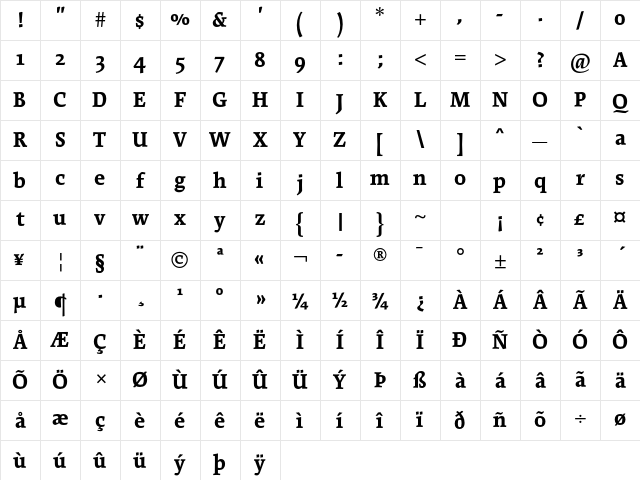 Cartier Book Std Bold Character Map Cartier Book Std Bold Character Map