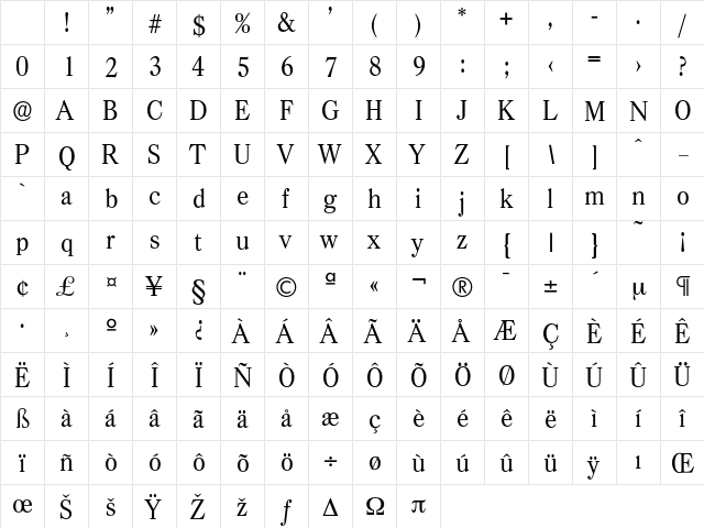 Casad-Regular Regular Character Map