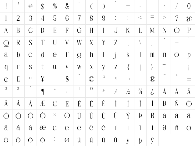 Casftego Regular Character Map