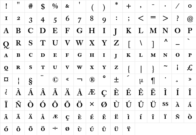Caslon Buch Expert BQ Regular Character Map