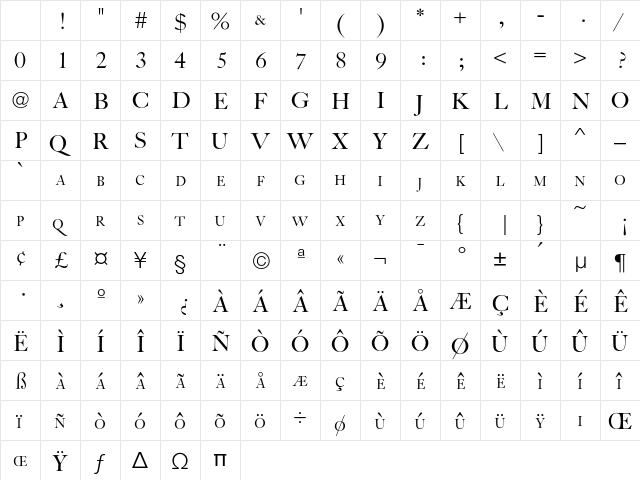CaslonC437 RomanSmallCaps Character Map