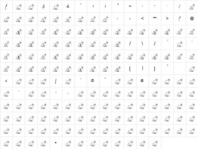 BillyBear Dinosaurs Regular Character Map