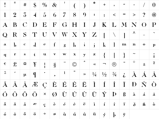 CaslonICG Titling Character Map
