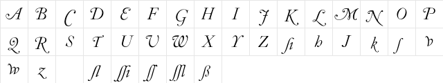 CaslonQW-Italic Regular Character Map