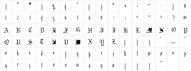 CathedralGrandeur Regular Character Map