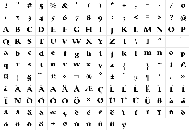 Catull Expert BQ Regular Character Map