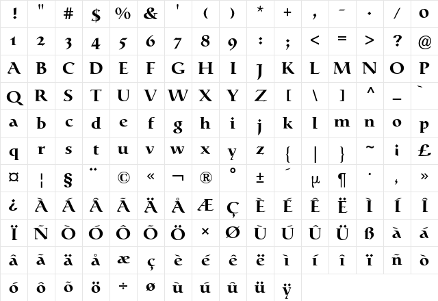 Catull Expert BQ Regular Character Map