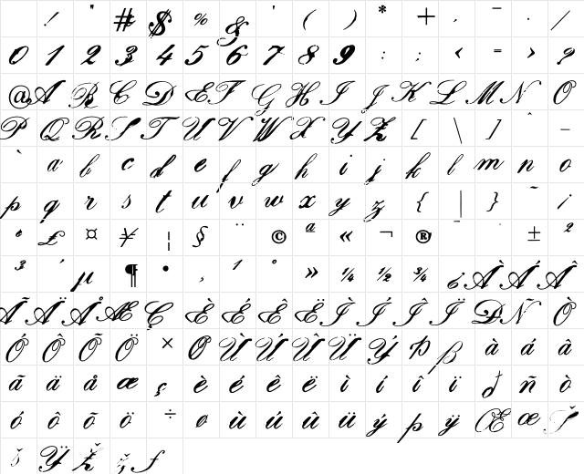 ChatoBand Smooth Bold Character Map