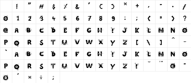 CCCreepyCrawly Regular Character Map CCCreepyCrawly Regular Character Map