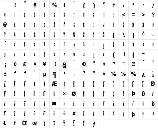 BillyTheKid65 Regular Character Map BillyTheKid65 Regular Character Map