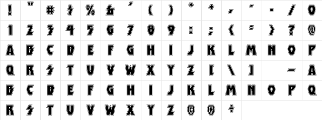 CCDestroyerOutline Regular Character Map