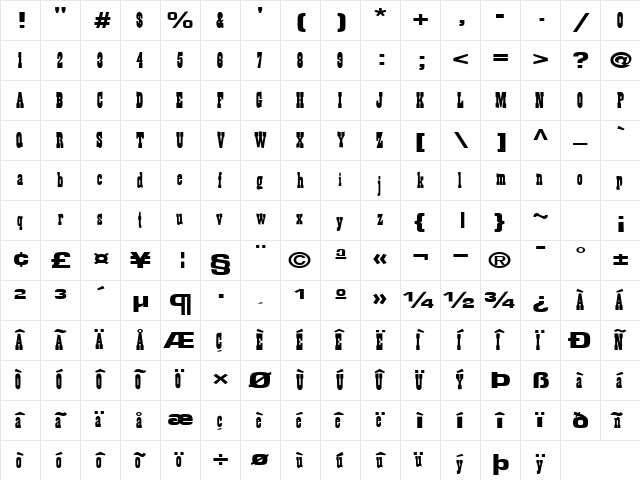 BillyTheKid65 Regular Character Map BillyTheKid65 Regular Character Map