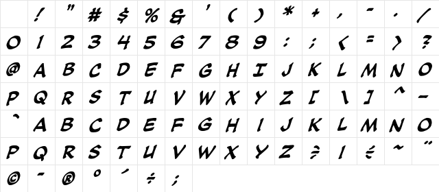 CCSoothsayer Italic Character Map CCSoothsayer Italic Character Map