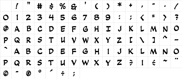 CCSoothsayer Regular Character Map CCSoothsayer Regular Character Map