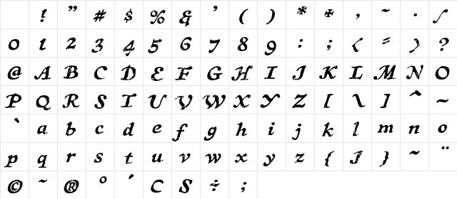 CCTreasureTroveAged Italic Character Map CCTreasureTroveAged Italic Character Map