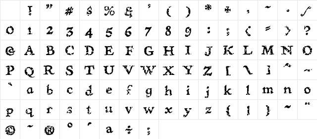 CCTreasureTroveDecayed Regular Character Map CCTreasureTroveDecayed Regular Character Map