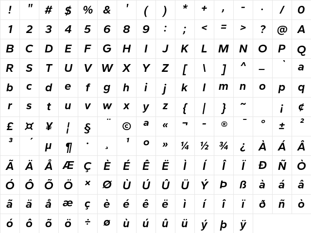 Cedora Bold Italic Character Map Cedora Bold Italic Character Map