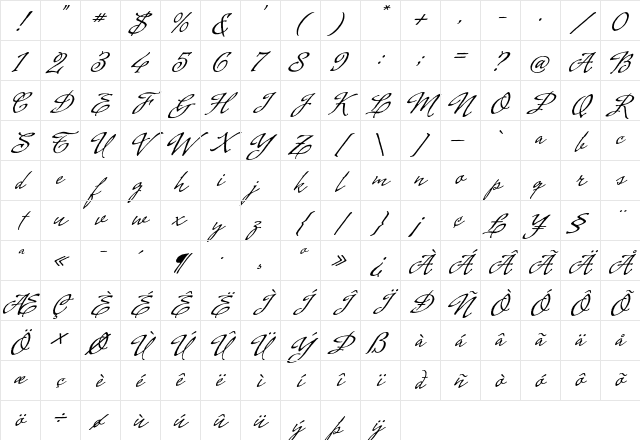 Cenizas Regular Character Map